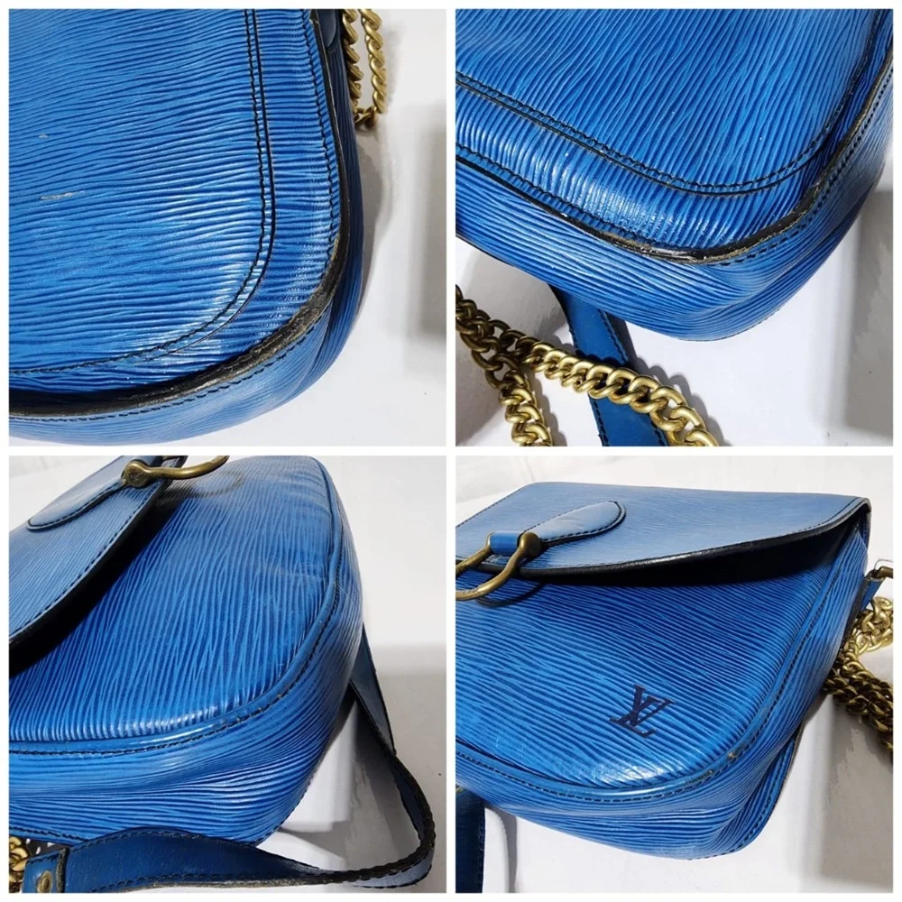 Authentic LOUIS VUITTON Epi Saint Cloud GM Shoulder Bag Blue